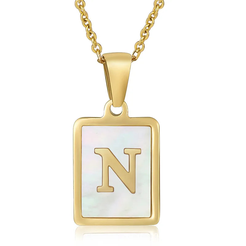 Personalized Gold Initial Necklace – Stainless Steel Letter Pendant for Women