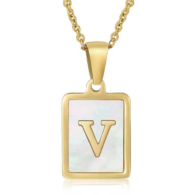Personalized Gold Initial Necklace – Stainless Steel Letter Pendant for Women