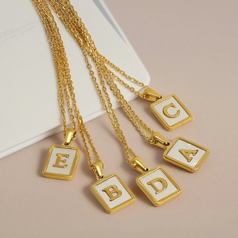 Personalized Gold Initial Necklace – Stainless Steel Letter Pendant for Women