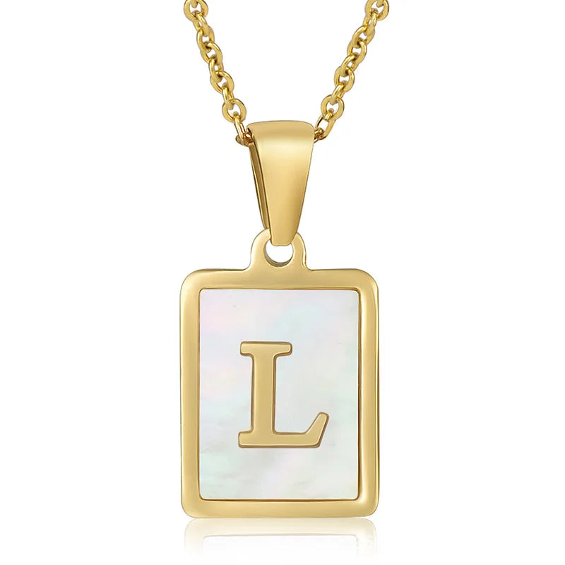 Personalized Gold Initial Necklace – Stainless Steel Letter Pendant for Women