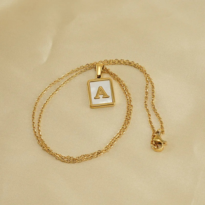 Personalized Gold Initial Necklace – Stainless Steel Letter Pendant for Women