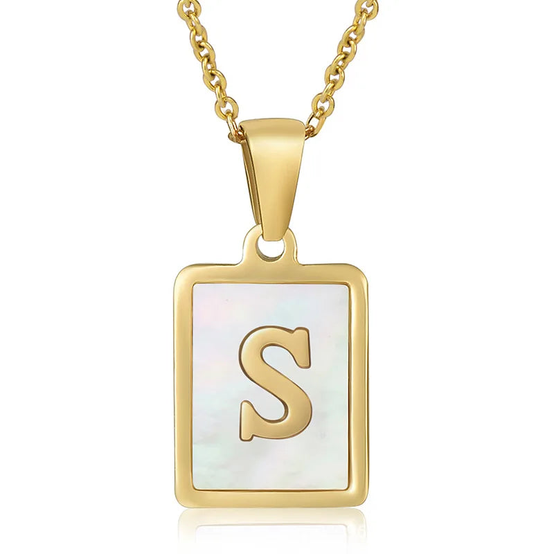 Personalized Gold Initial Necklace – Stainless Steel Letter Pendant for Women