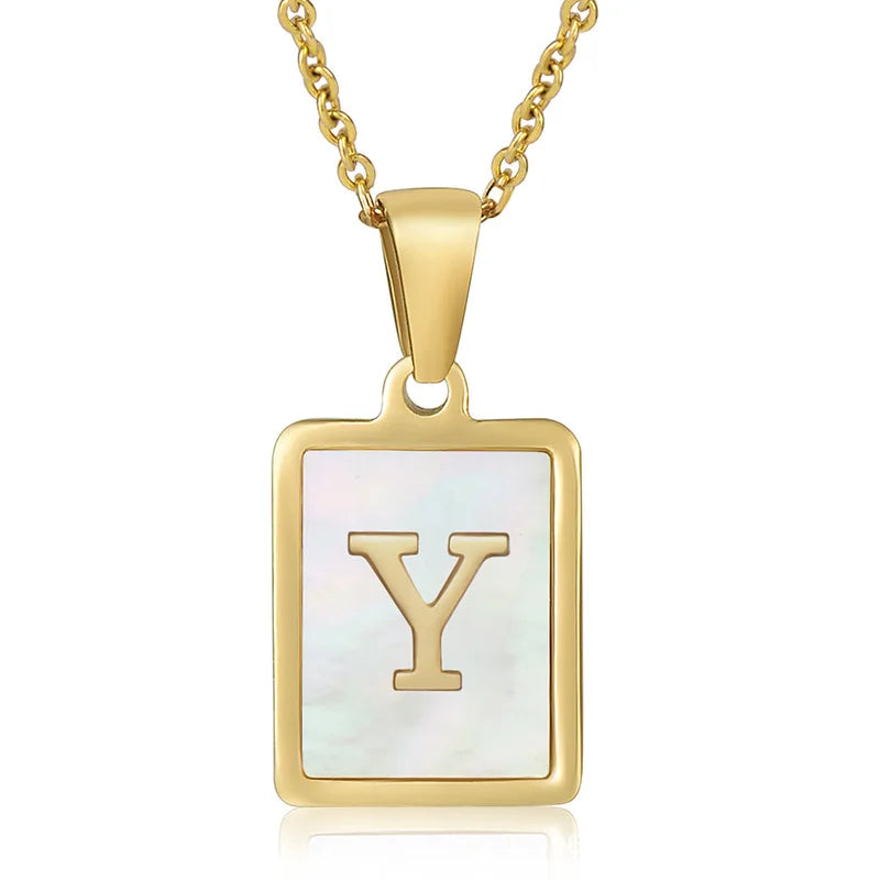Personalized Gold Initial Necklace – Stainless Steel Letter Pendant for Women