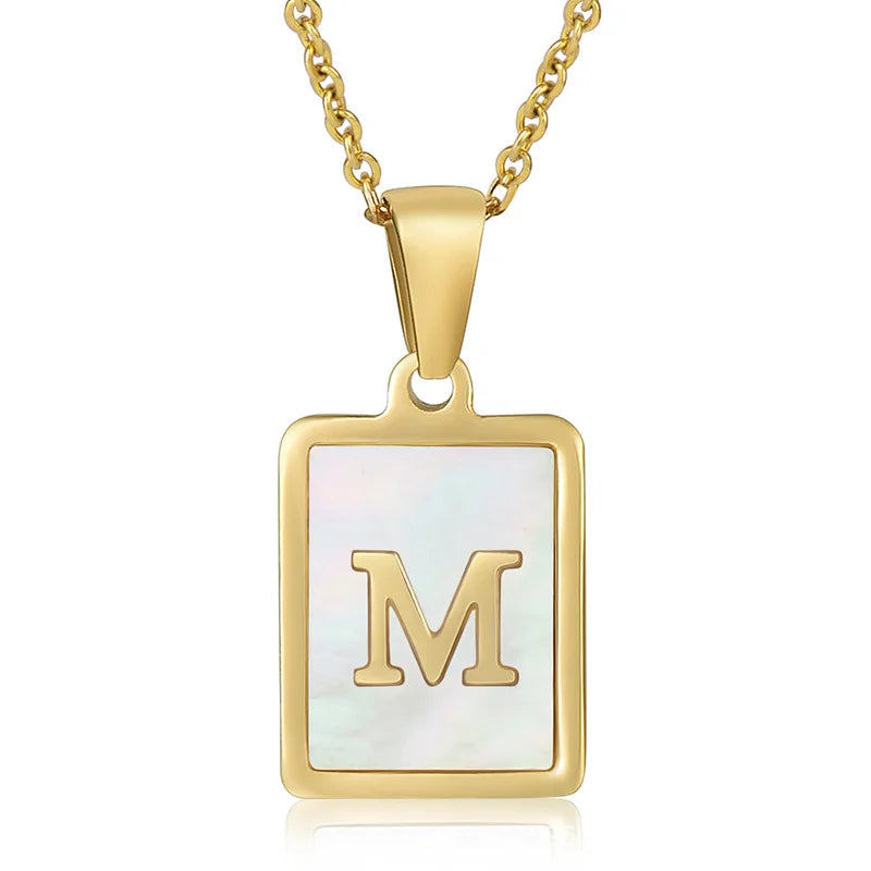 Personalized Gold Initial Necklace – Stainless Steel Letter Pendant for Women