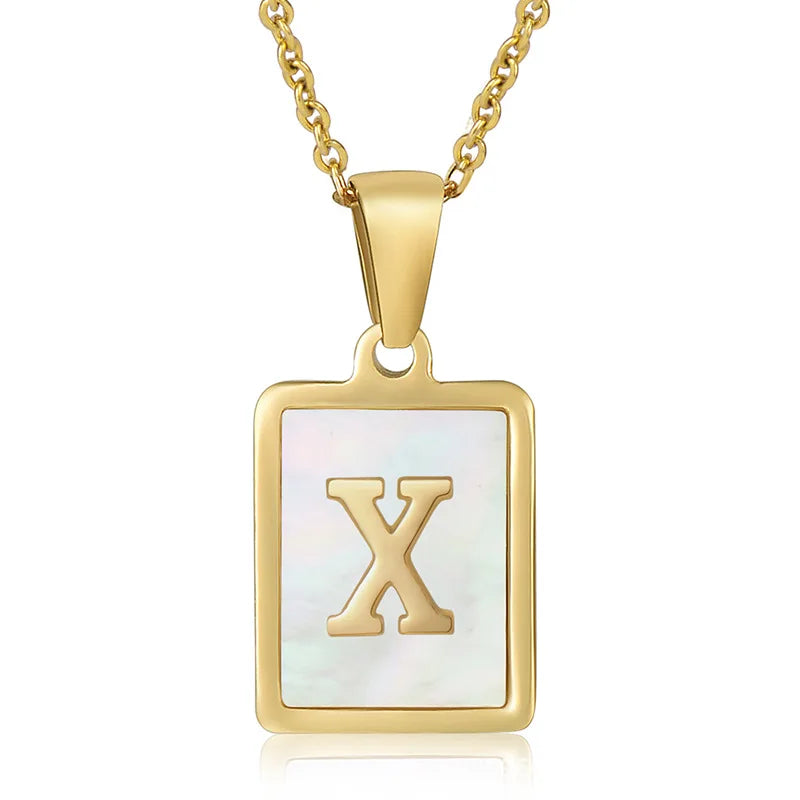Personalized Gold Initial Necklace – Stainless Steel Letter Pendant for Women