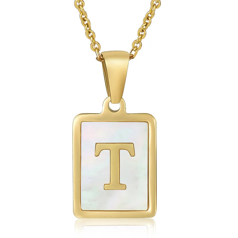 Personalized Gold Initial Necklace – Stainless Steel Letter Pendant for Women