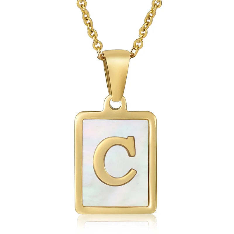 Personalized Gold Initial Necklace – Stainless Steel Letter Pendant for Women