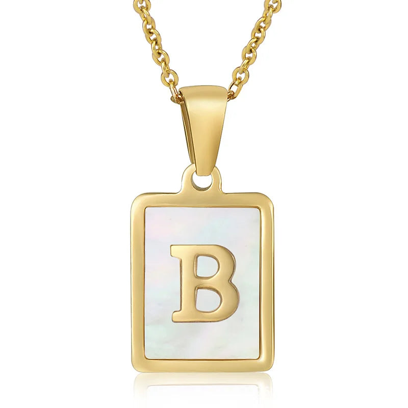 Personalized Gold Initial Necklace – Stainless Steel Letter Pendant for Women