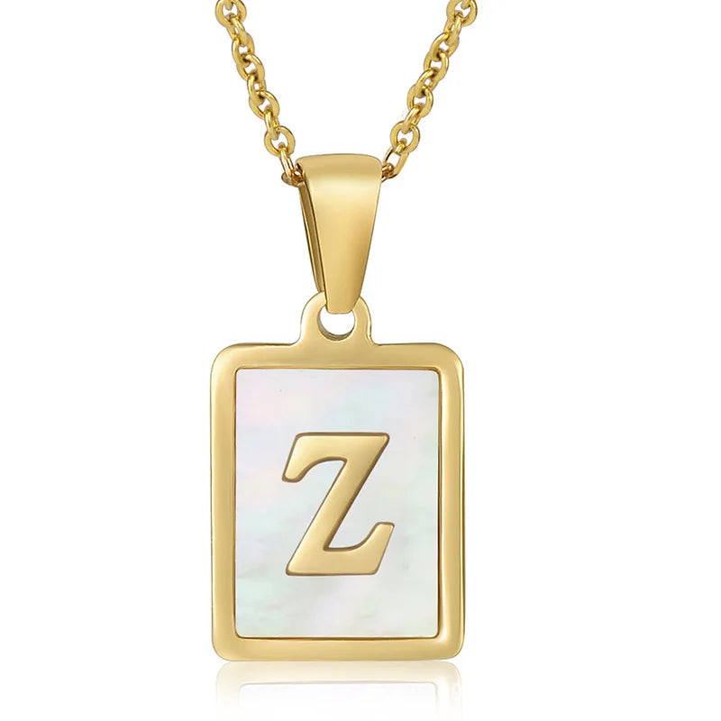 Personalized Gold Initial Necklace – Stainless Steel Letter Pendant for Women